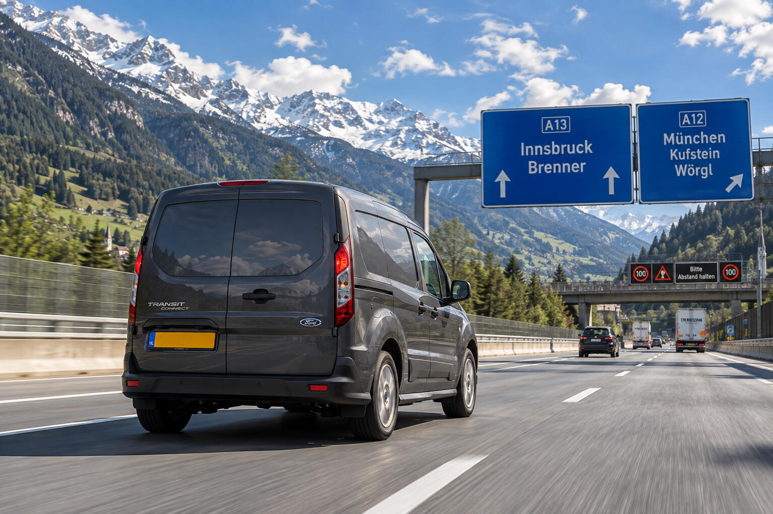 auto holland koerier voor de deur van messe frankfurt